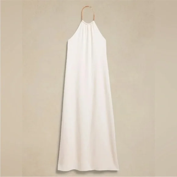 Banana Republic Halter Dress Cream Maxi Size 10 EUC - Picture 4 of 13